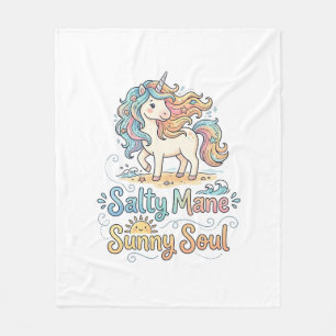 Einhorn Salty Mähne Sonnige Seele Spielerei Vector Fleecedecke