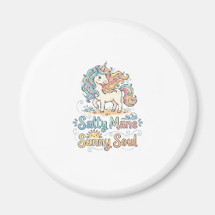 Einhorn Salty Mähne Sonnige Seele Spielerei Vector Magnet