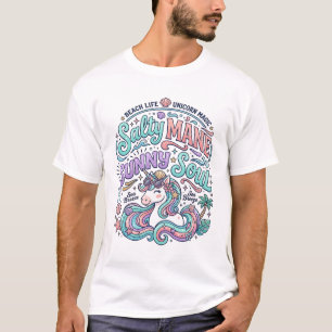 Einhorn Salty Mane Sunny Soul Retro-Stil T-Shirt 