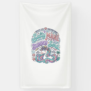 Einhorn Salty Mane Sunny Soul Retro-Stil T-Shirt Banner