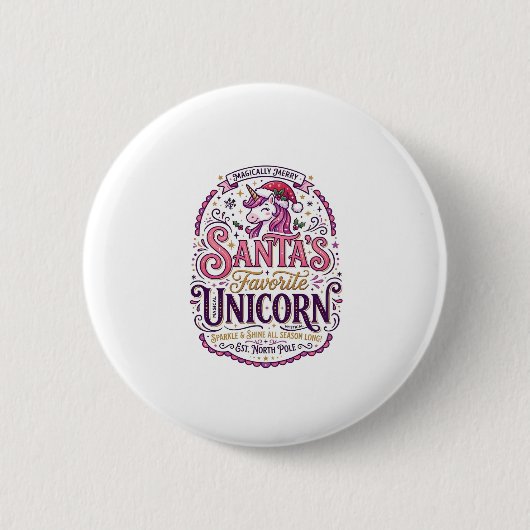 Einhorn-Santa-Einlieblings-Einhorn Button (Vorderseite)