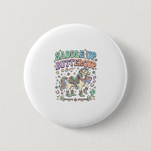 Einhorn Sattel hoch Butterblume Kawaii-Typografie  Button