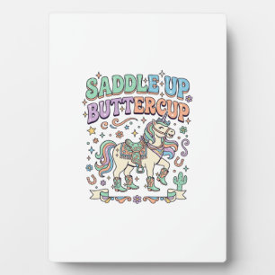 Einhorn Sattel hoch Butterblume Kawaii Typografie  Fotoplatte