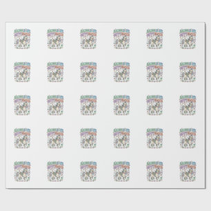 Einhorn Sattel hoch Butterblume Kawaii-Typografie- Geschenkpapier