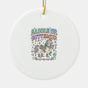 Einhorn Sattel hoch Butterblume Kawaii-Typografie- Keramik Ornament