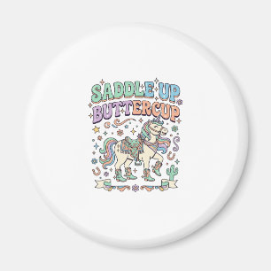 Einhorn Sattel hoch Butterblume Kawaii-Typografie  Magnet