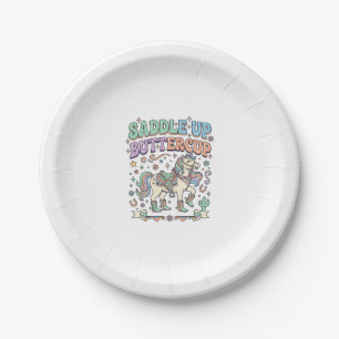 Einhorn Sattel hoch Butterblume Kawaii-Typografie Pappteller