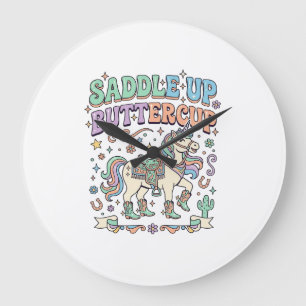Einhorn Sattel hoch Buttercup Kawaii Typografie De Große Wanduhr