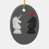 Einhorn-Schach-Ritter Keramik Ornament (Vorne)