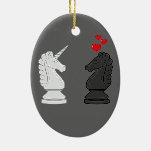 Einhorn-Schach-Ritter Keramik Ornament (Hinten)