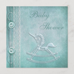 Einhorn Schaukelpferd & Vintage-Spitze Baby Shower Einladung