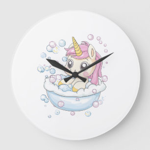 Einhorn-Schaumbad (1) Große Wanduhr