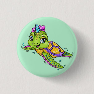 Einhorn-Schildkröte Button