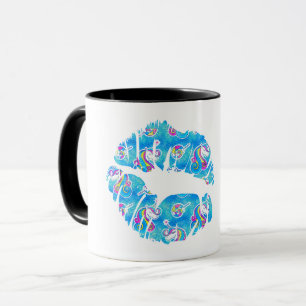 EINHORN Schillernde Aqua-Folie Metallisch KISS LIP Tasse