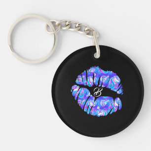 EINHORN Schillernde Lila Folie Metallic KISS LIPS Schlüsselanhänger