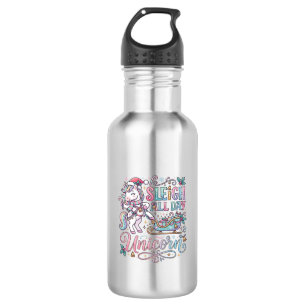 Einhorn-Schlitten-Ganzen-Tag-Einhorn-Liebenswürdig Edelstahlflasche
