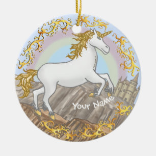 Einhorn-Schloss Keramik Ornament