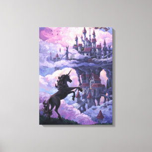 Einhorn-Schloss-Kunst Leinwanddruck