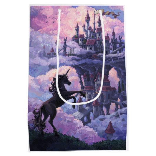 Einhorn-Schloss Mittlere Geschenktüte (Rückseite)