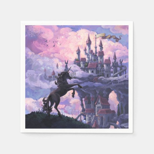 Einhorn-Schloss Serviette (Vorderseite)