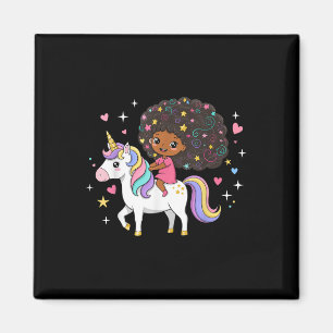 Einhorn Schwarzes Mädchen Afroamerikanische Schwar Magnet