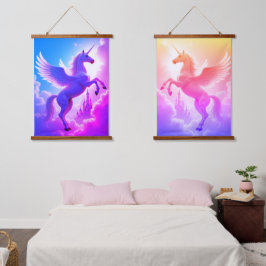 Einhorn-Set-Wandtapeten aus Holz mit Toppe-Wand, z Wandteppich Mit Holzrahmen