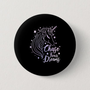 Einhorn-Shirt Mädchen Pink Purple Chase Your Dream Button