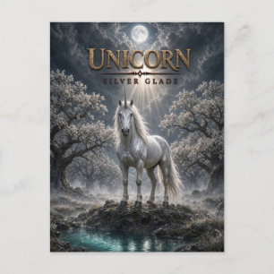 Einhorn Silberlichtung Dark Cinema Postkarte