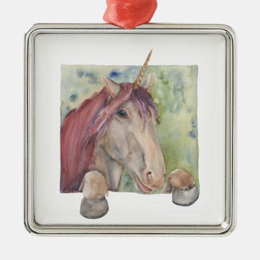 Einhorn Silbernes Ornament (Vorne)