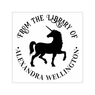 Einhorn-Silhouette „Aus der Bibliothek von“ Buch Permastempel