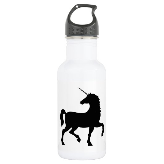 Einhorn-Silhouette Edelstahlflasche (Vorderseite)