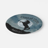 Einhorn-Silhouette-Mondklasse 2030 Abschluss Pappteller (Schrägansicht)