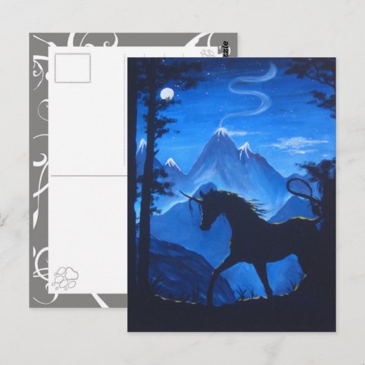 Einhorn-Silhouette Postkarte (Vorne/Hinten)