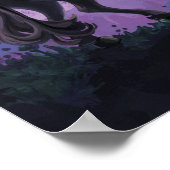 Einhorn Silhouette und Schloss in rosa Wolken Poster (Ecke)