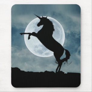 Einhorn-Silhouette Vollmond-Nachthimmel, ZKOA Mousepad