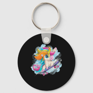Einhorn Skateboarding-Shirt Mädchen Frauen Skatebo Schlüsselanhänger
