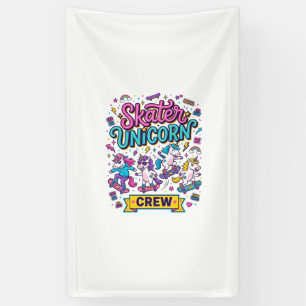 Einhorn Skater Einhorn Crew Retro-Stil Druck auf D Banner