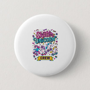 Einhorn Skater Einhorn Crew Retro-Stil Druck auf D Button