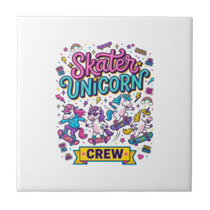 Einhorn Skater Einhorn Crew Retro-Stil Druck auf D Fliese