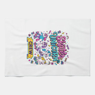 Einhorn Skater Einhorn Crew Retro-Stil Druck auf D Geschirrtuch
