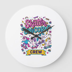 Einhorn Skater Einhorn Crew Retro-Stil Druck auf D Große Wanduhr
