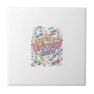 Einhorn Skater Einhorn Crew Whimsical Zazzle Desig Fliese
