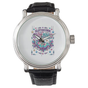 Einhorn Slothicorn Langsame Magie Farbiger Marktpl Armbanduhr