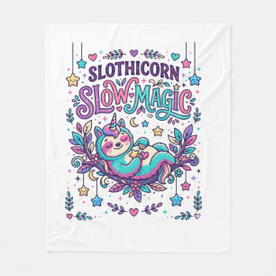 Einhorn Slothicorn Langsame Magie Farbiger Marktpl Fleecedecke