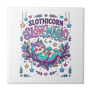 Einhorn Slothicorn Langsame Magie Farbiger Marktpl Fliese