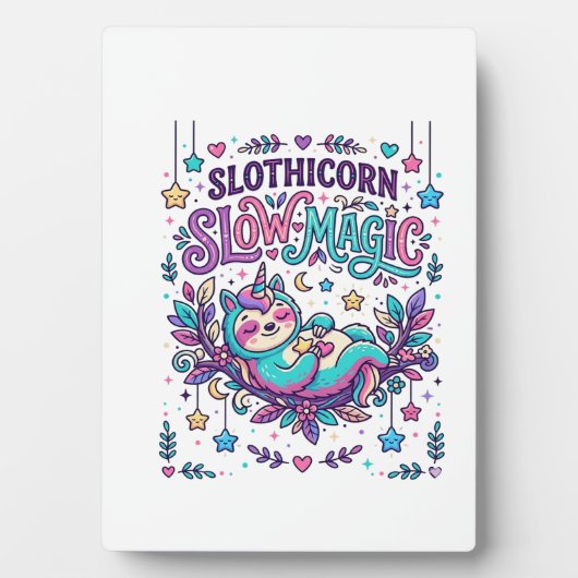Einhorn Slothicorn Langsame Magie Farbiger Marktpl Fotoplatte (Vorderseite)