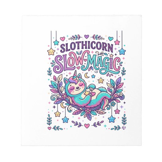 Einhorn Slothicorn Langsame Magie Farbiger Marktpl Notizblock (Vorderseite)