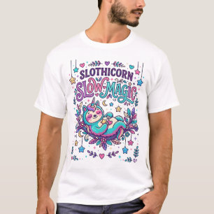 Einhorn Slothicorn Langsame Magie Farbiger Marktpl T-Shirt