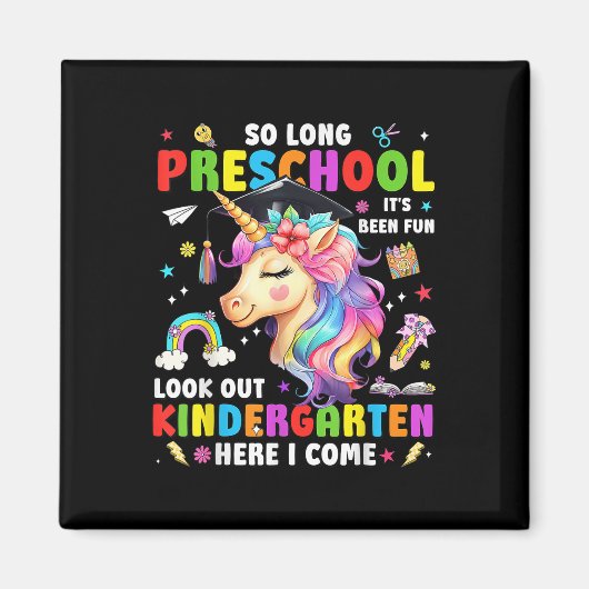 Einhorn So Long Pre K Abschluss Kindergarten Hier Magnet (Vorne)