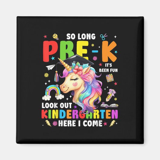 Einhorn So Long Pre K Abschluss Kindergarten Hier Magnet (Vorne)